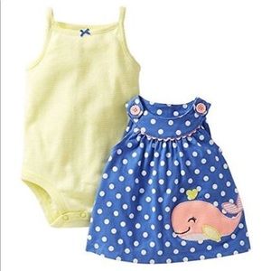 Carters Baby Infant Girls 2 piece dress set whale